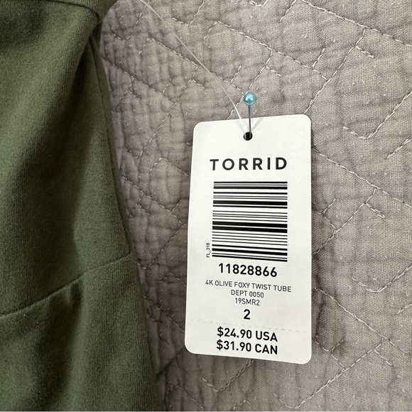Torrid Foxy Twist Tube Top Tee Olive Green Torrid Size 2 - Picture 9 of 9